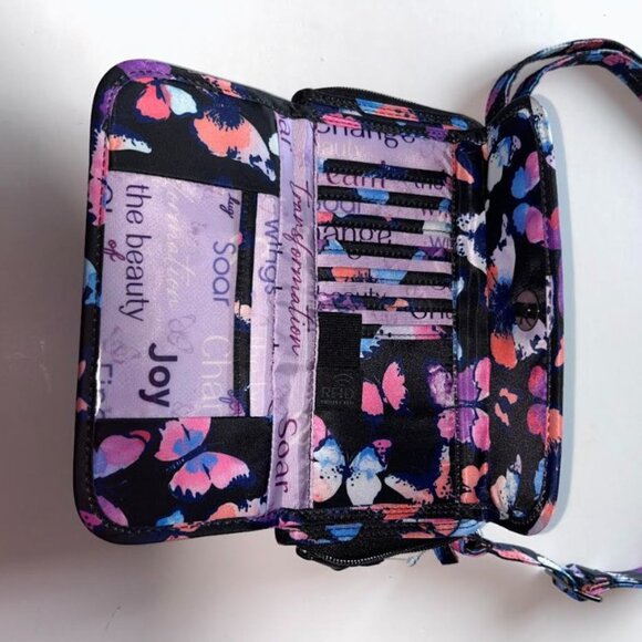 Lug Kickflip SE Convertible RFID Wallet Watercolor Butterflies - Picture 9 of 12